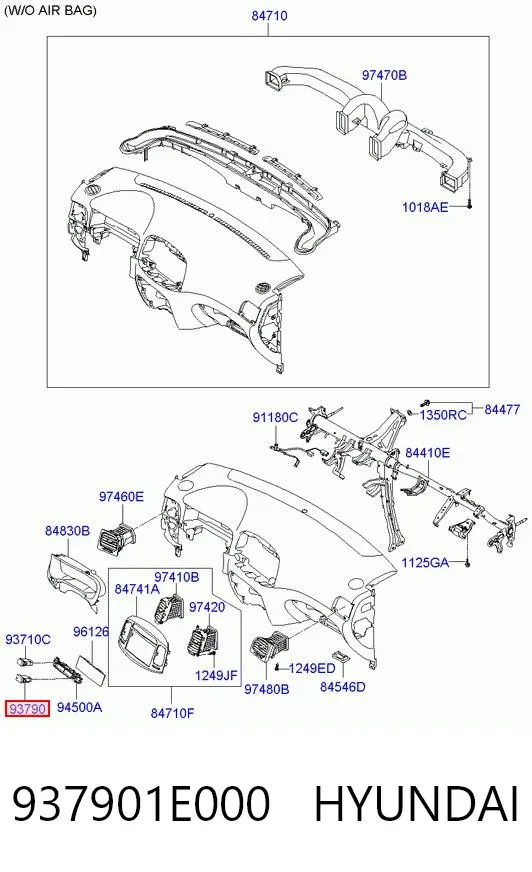 Przycisk włączania światła awaryjnego 937901E000 Hyundai/Kia