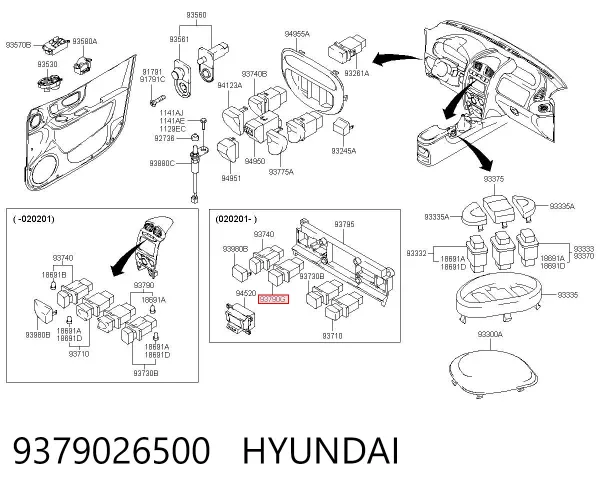 Przycisk włączania światła awaryjnego Hyundai Santa Fe I