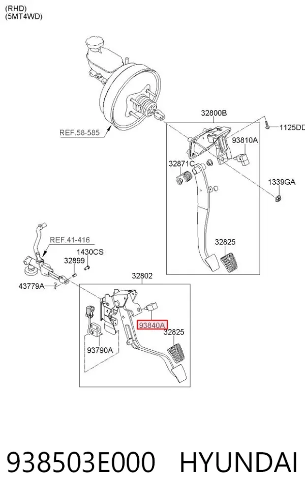 Czujnik włączania sprzęgła 938503E000 Hyundai/Kia