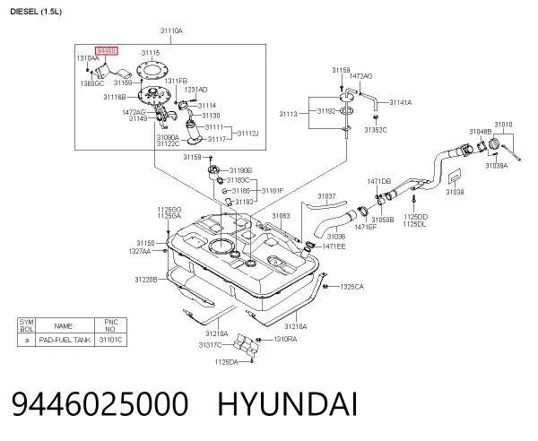 Czujnik poziomu paliwa w zbiorniku 9446025000 Hyundai/Kia