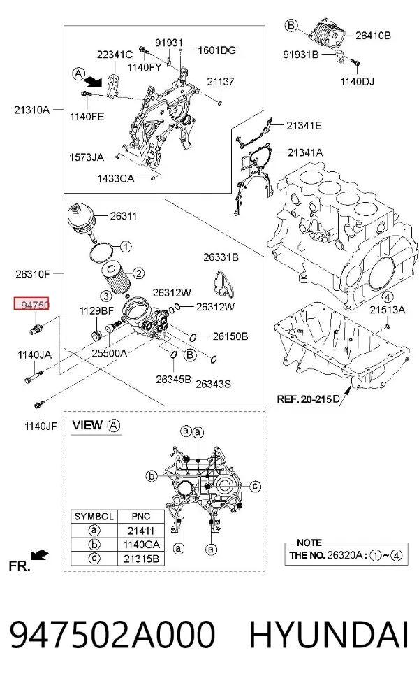 Czujnik ciśnienia oleju 947502A000 Hyundai/Kia