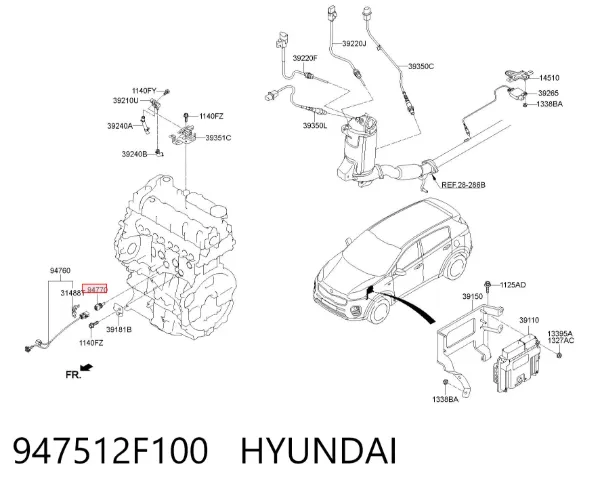 Czujnik ciśnienia oleju 947512F100 Hyundai/Kia