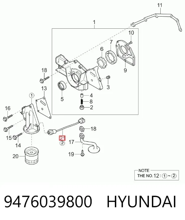 Czujnik ciśnienia oleju 9476039800 Hyundai/Kia
