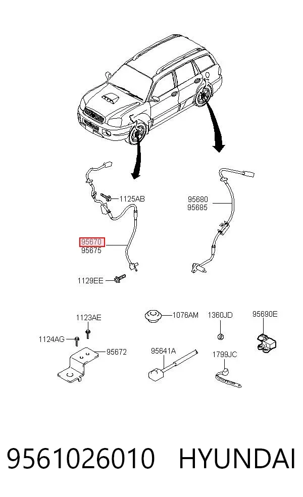 Czujnik ABS przedni lewy 9561026010 Hyundai/Kia