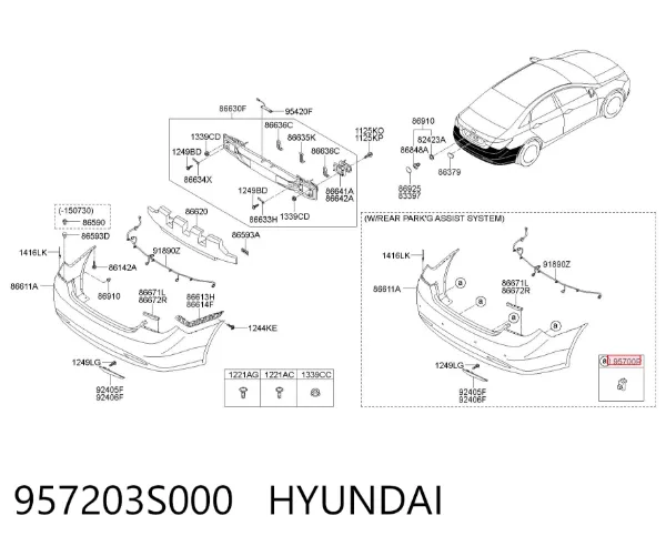 Czujnik parkowania tylny 957203S000 Hyundai/Kia