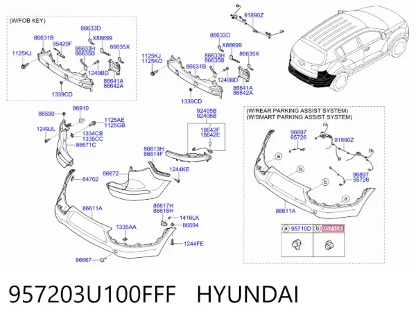 Czujnik parkowania tylny 957203U100FFF Hyundai/Kia