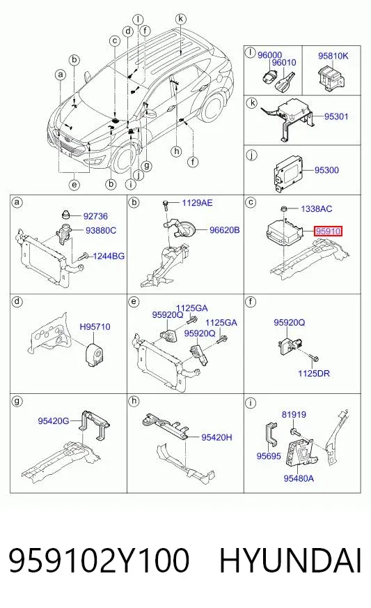 Sterownik poduszki bezpieczeństwa 959102Y100 Hyundai/Kia