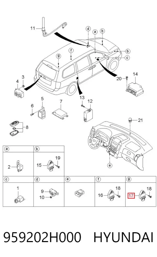 Czujnik AIRBAG przedni 959202H000 Hyundai/Kia