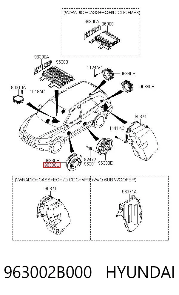 Głośnik drzwi przednich 963002B000 Hyundai/Kia