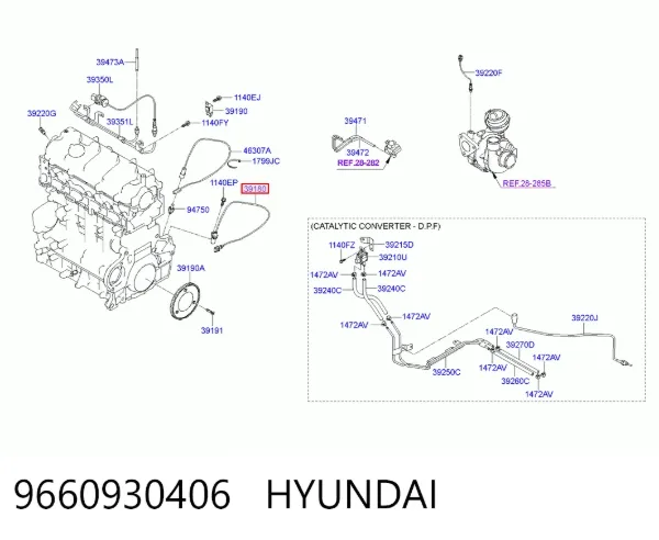 Czujnik położenia wału korbowego 9660930406 Hyundai/Kia