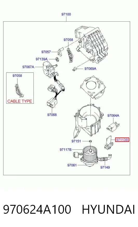 Rezystor wentylatora nagrzewnicy (ogrzewacza kabiny) 970624A100 Hyundai/Kia