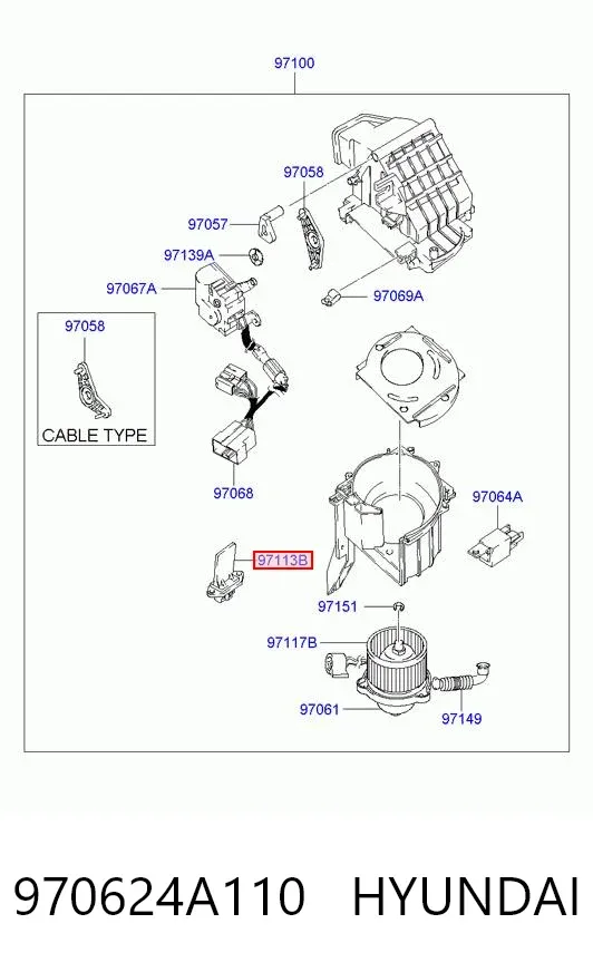 Rezystor wentylatora nagrzewnicy (ogrzewacza kabiny) 970624A110 Hyundai/Kia