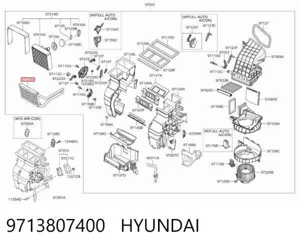 Chłodnica nagrzewnicy (ogrzewacza) 9713807400 Hyundai/Kia