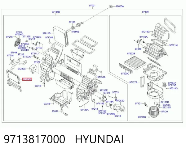 Chłodnica nagrzewnicy (ogrzewacza) 9713817000 Hyundai/Kia