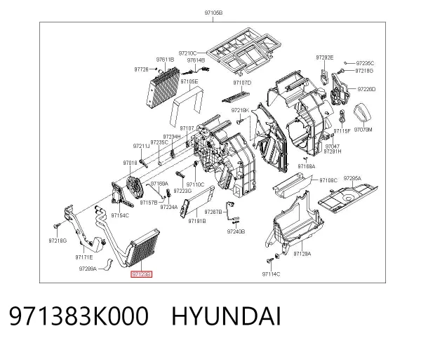 Chłodnica nagrzewnicy (ogrzewacza) 971383K000 Hyundai/Kia