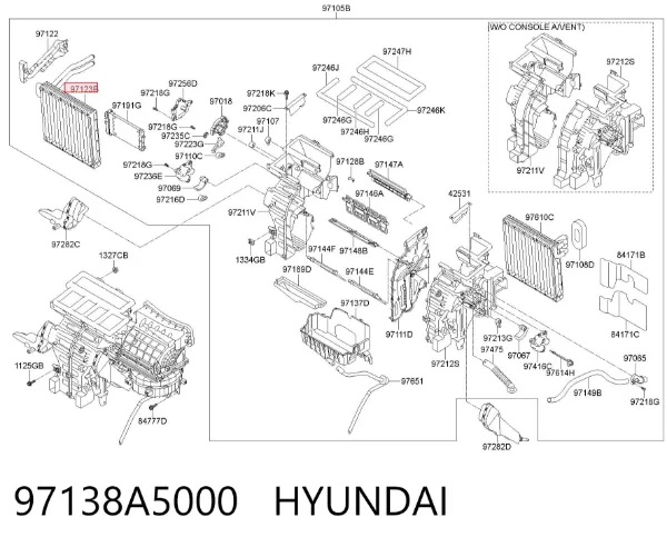 Chłodnica nagrzewnicy (ogrzewacza) 97138A5000 Hyundai/Kia