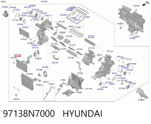 Chłodnica nagrzewnicy (ogrzewacza) 97138N7000 Hyundai/Kia