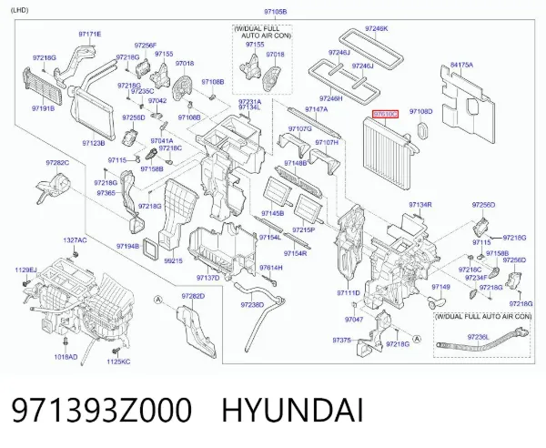 Parownik klimatyzacji 971393Z000 Hyundai/Kia