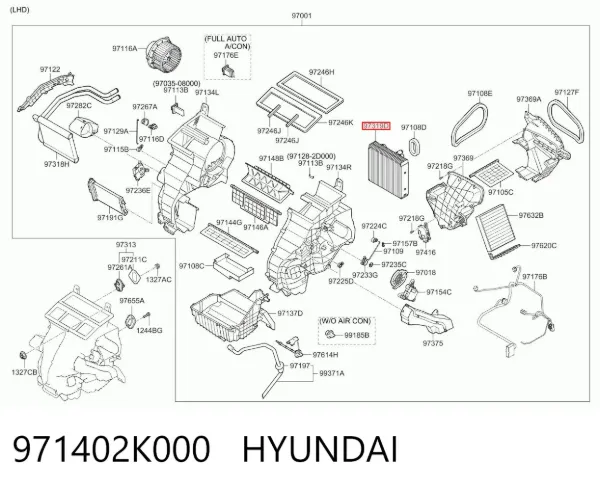 Parownik klimatyzacji 971402K000 Hyundai/Kia