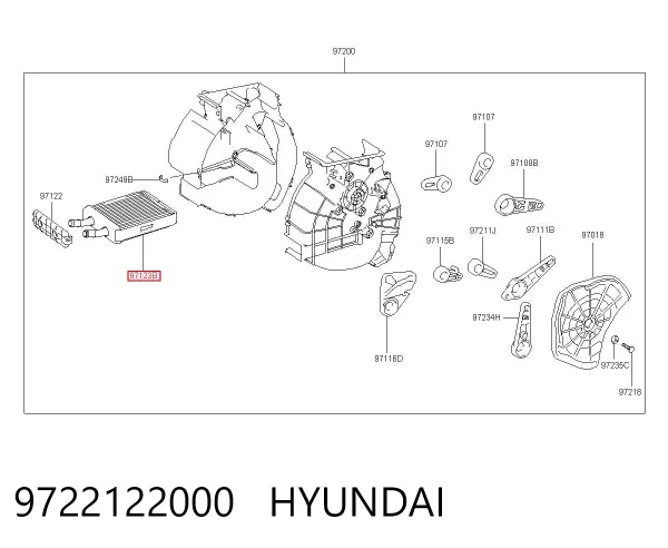 Chłodnica nagrzewnicy (ogrzewacza) 9722122000 Hyundai/Kia