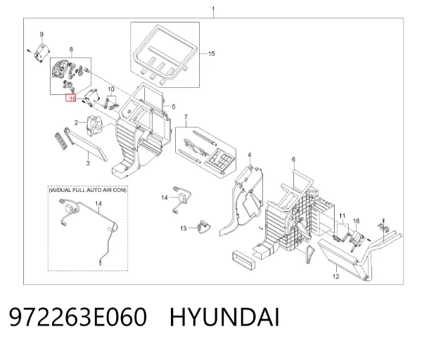 Silniczek klapy nagrzewnicy 972263E060 Hyundai/Kia