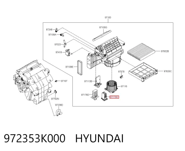 Rezystor wentylatora nagrzewnicy (ogrzewacza kabiny) 972353K000 Hyundai/Kia