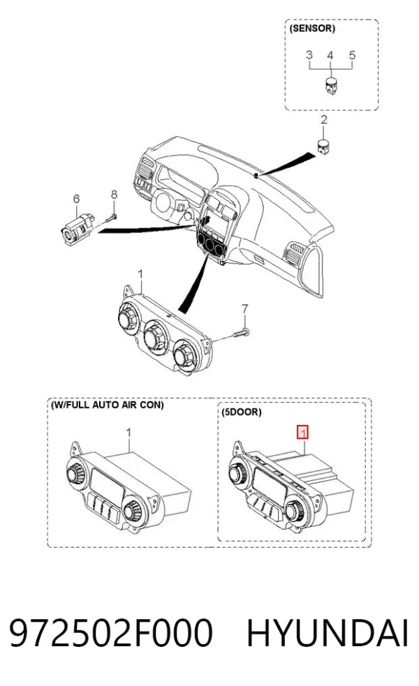 Sterownik trybów ogrzewania/klimatyzacji 972502F000 Hyundai/Kia