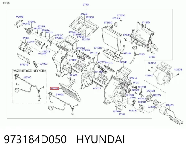 Chłodnica nagrzewnicy (ogrzewacza) 973184D050 Hyundai/Kia