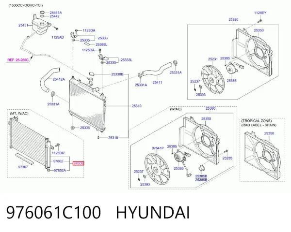 Chłodnica klimatyzacji 976061C100 Hyundai/Kia