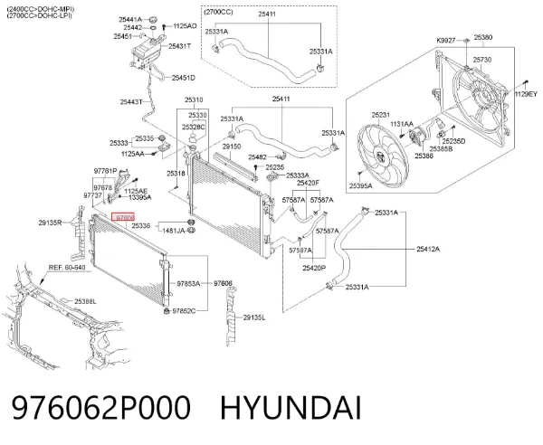 Chłodnica klimatyzacji 976062P000 Hyundai/Kia