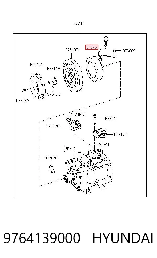 Sprzęgło sprężarki klimatyzacji 9764139000 Hyundai/Kia
