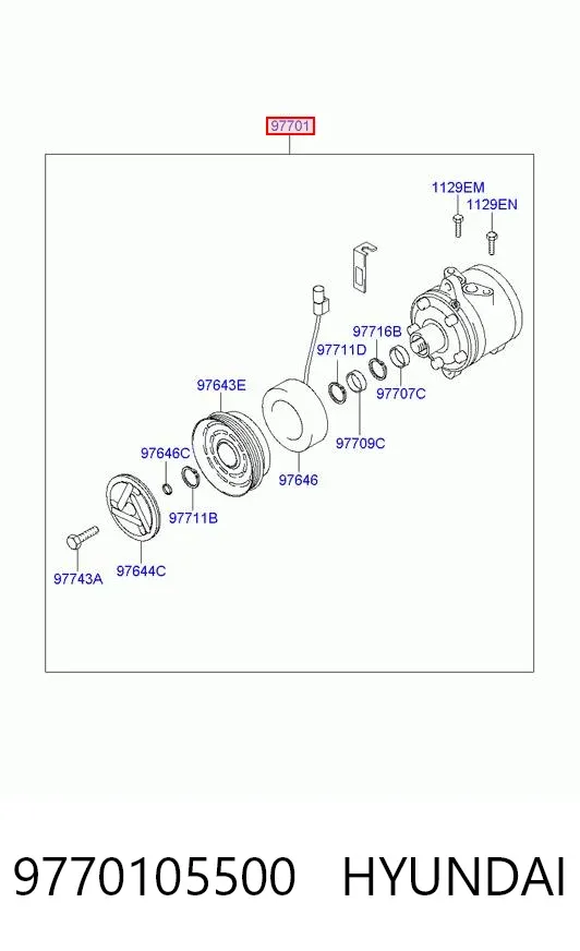 Sprężarka klimatyzacji 9770105500 Hyundai/Kia