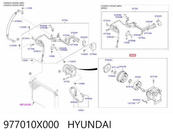 Sprężarka klimatyzacji 977010X000 Hyundai/Kia