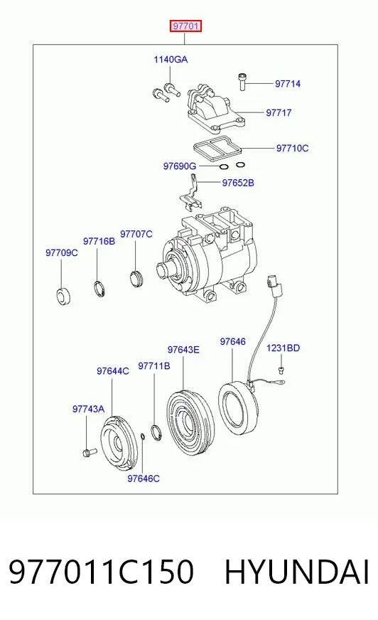Sprężarka klimatyzacji 977011C150 Hyundai/Kia