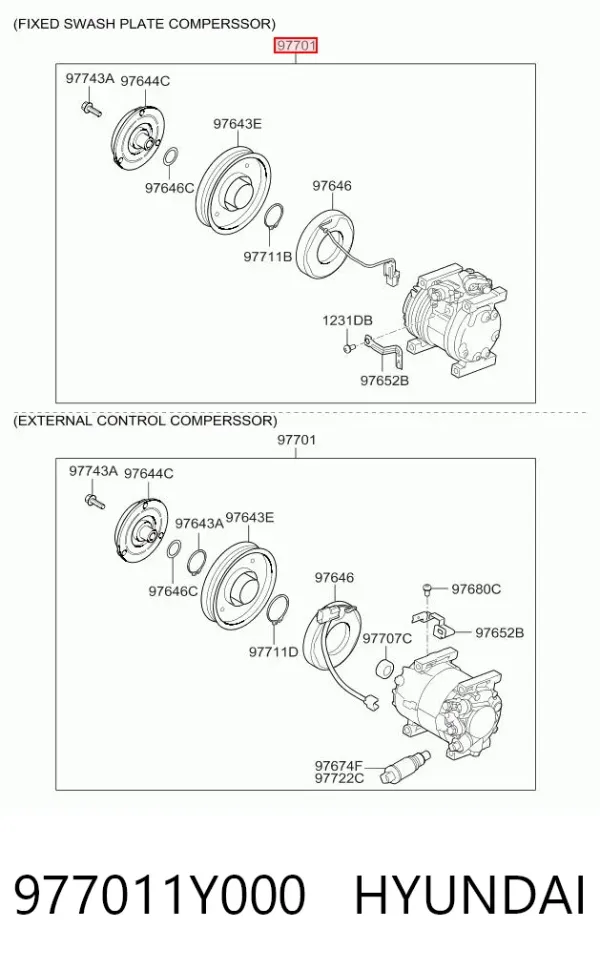Sprężarka klimatyzacji 977011Y000 Hyundai/Kia