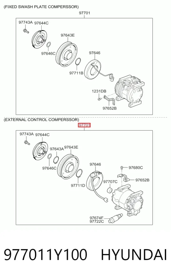Sprężarka klimatyzacji 977011Y100 Hyundai/Kia