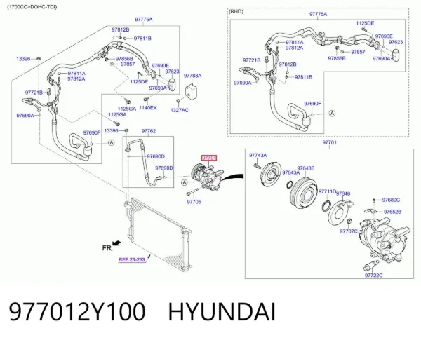 Sprężarka klimatyzacji 977012Y100 Hyundai/Kia