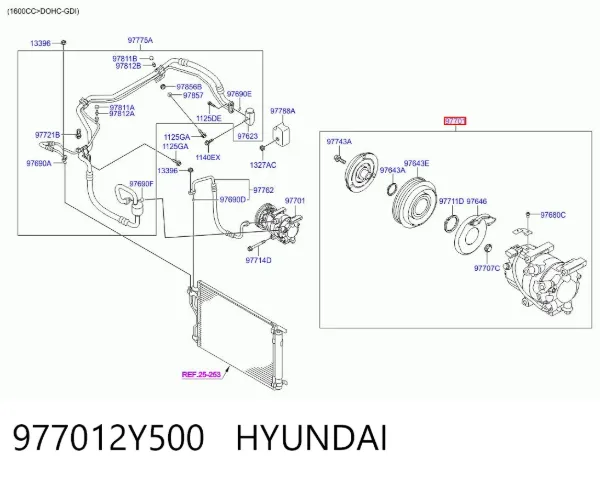 Sprężarka klimatyzacji 977012Y500 Hyundai/Kia