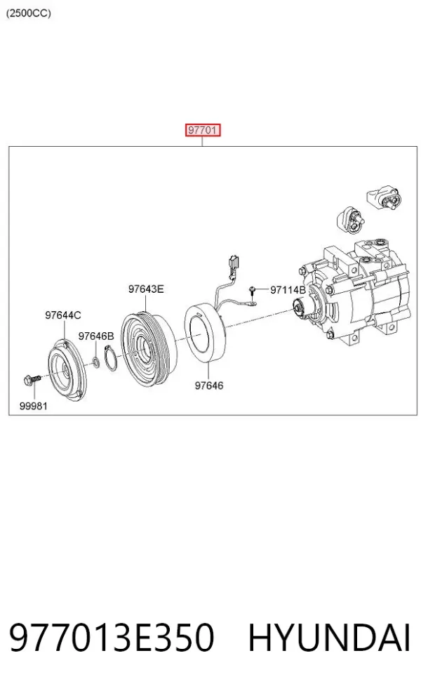 Sprężarka klimatyzacji 977013E350 Hyundai/Kia