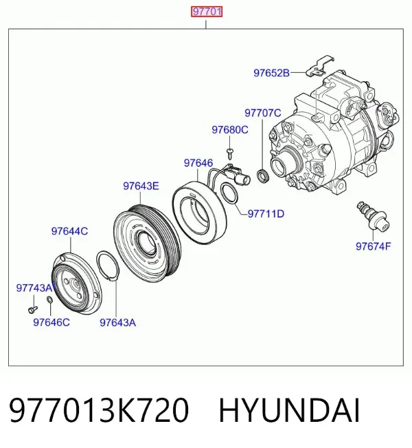 Sprężarka klimatyzacji 977013K720 Hyundai/Kia