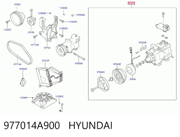 Sprężarka klimatyzacji 977014A900 Hyundai/Kia
