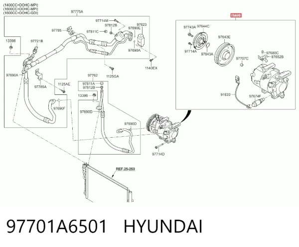 Sprężarka klimatyzacji 97701A6501 Hyundai/Kia