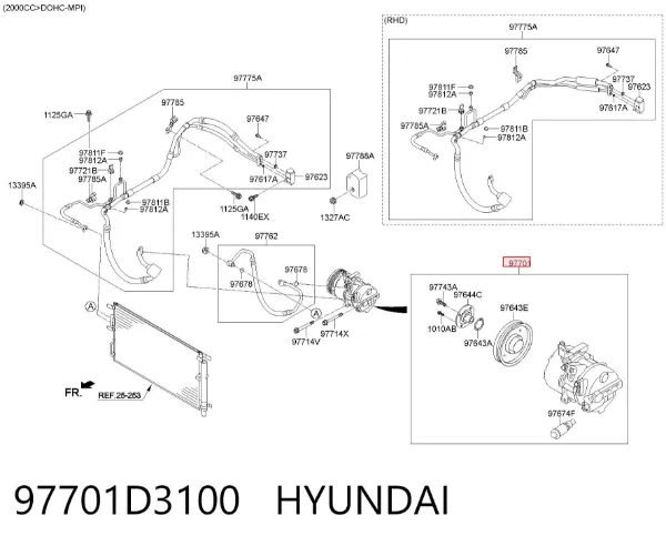 Sprężarka klimatyzacji 97701D3100 Hyundai/Kia