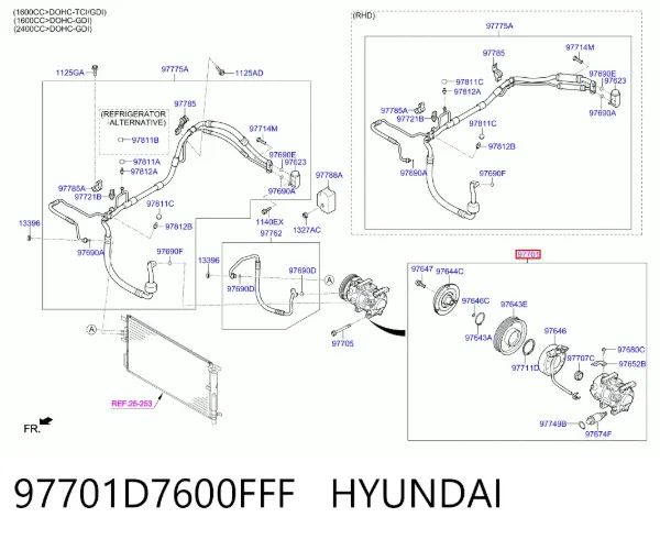 Sprężarka klimatyzacji 97701D7600FFF Hyundai/Kia