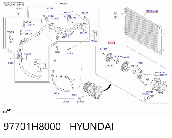 Sprężarka klimatyzacji 97701H8000 Hyundai/Kia