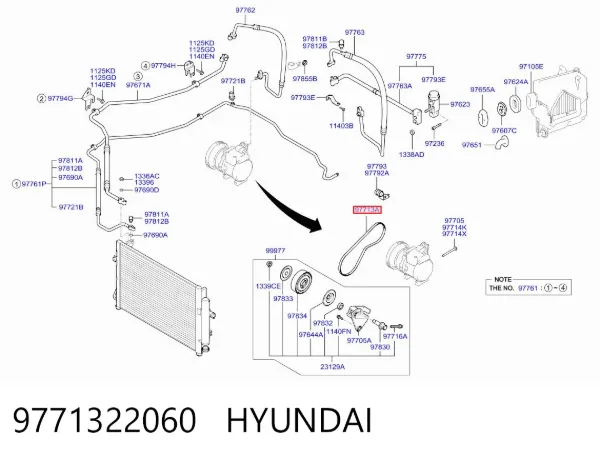 Pas napędowy mechanizmów 9771322060 Hyundai/Kia