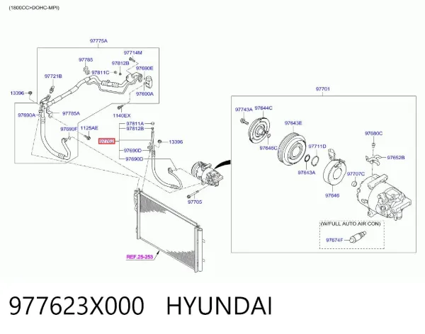 Przewód klimatyzacji, od sprężarki do chłodnicy 977623X000 Hyundai/Kia