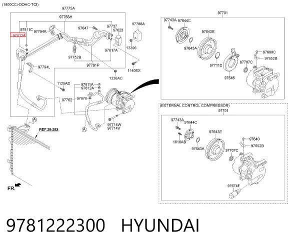 Zawór napełniania klimatyzacji 9781222300 Hyundai/Kia