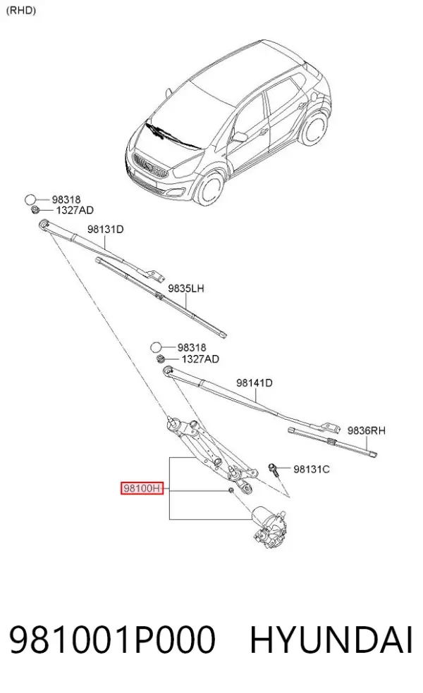 Mechanizm wycieraczek KIA Venga YN