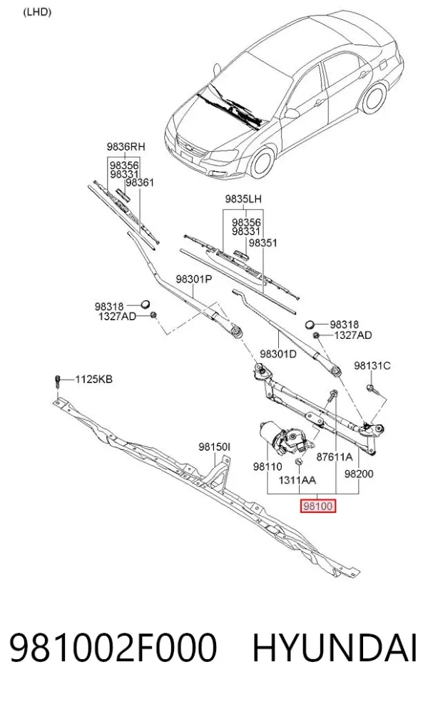 Mechanizm wycieraczek KIA Cerato II